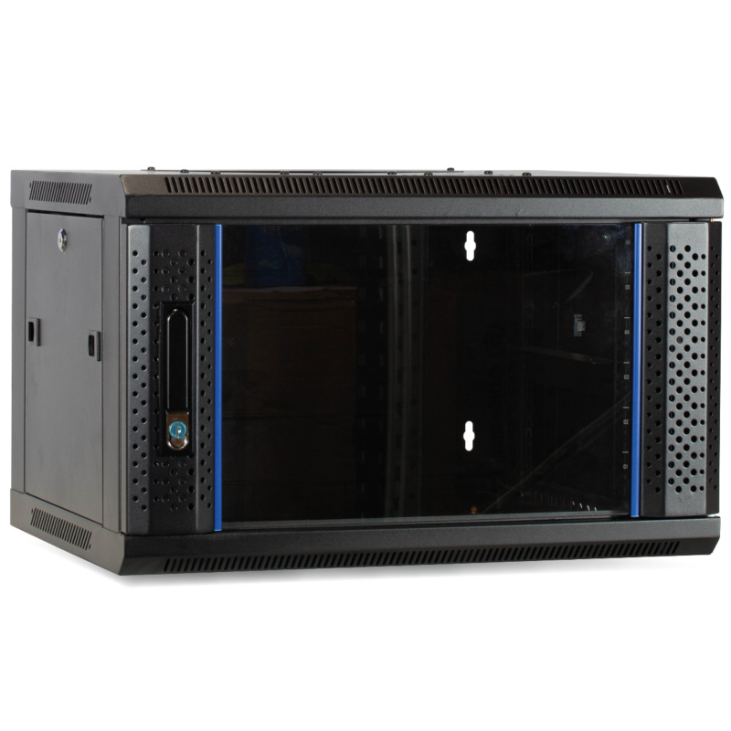 4 HE Netzwerkschrank, Wandschrank mit Glastür 600 x 450 x 280 mm (BxTxH)