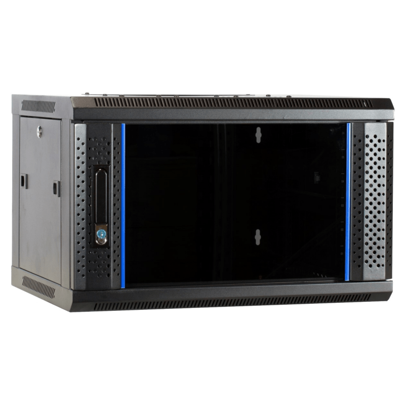 4 HE Netzwerkschrank, Wandschrank mit Glastür, unmontiert 600 x 450 x 280 mm (BxTxH)