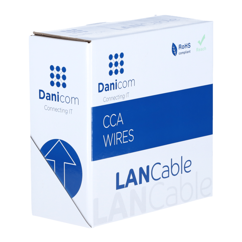 CAT5e F/UTP 50m auf Spule gewickelt starr grau CCA