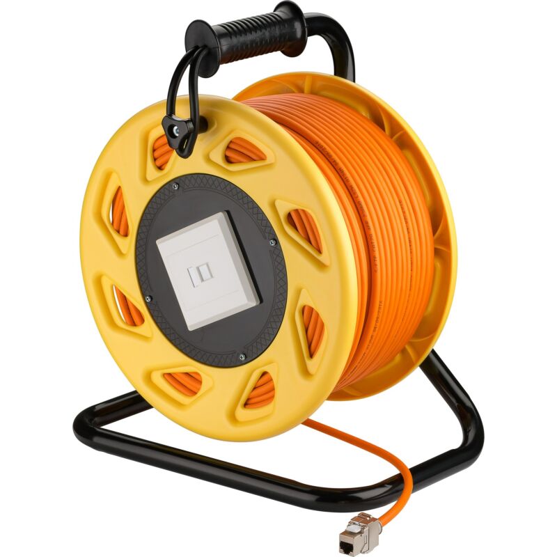CAT 7 S/FTP Kabeltrommel mit CAT 6a Keystone Konnektor - RJ45 - 90 Meter