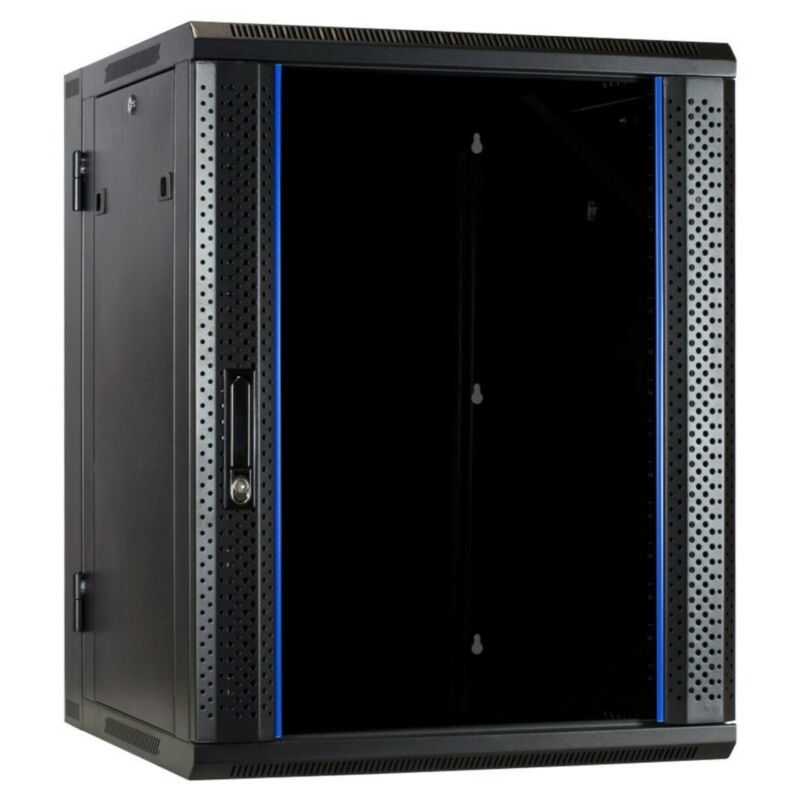 15 HE Netzwerkschrank, schwenkbarer Wandschrank mit Glastür 600 x 600 x 770 mm (BxTxH)