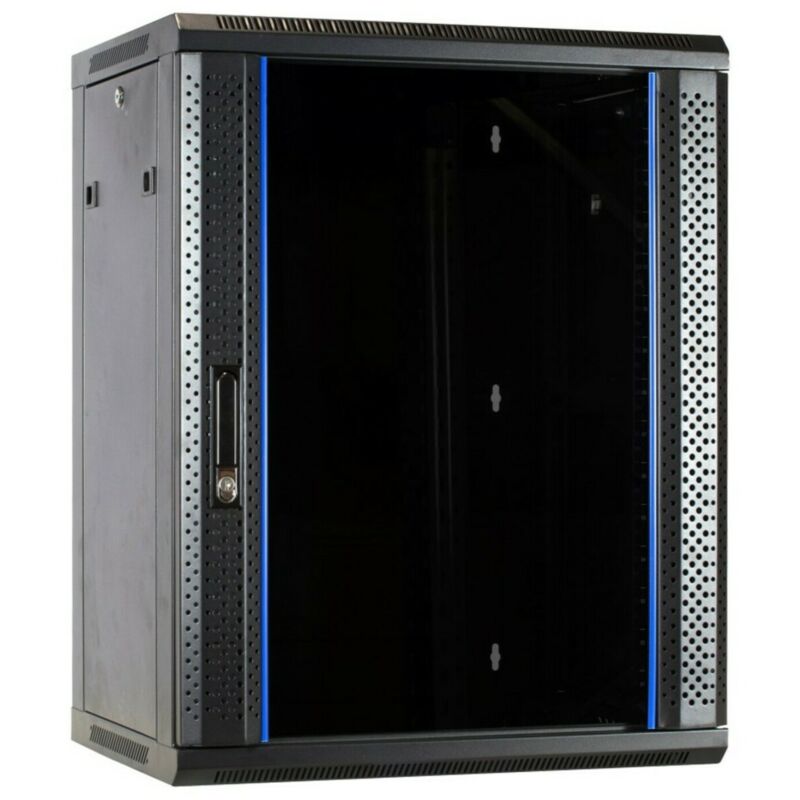 15 HE Netzwerkschrank, Wandschrank mit Glastür 600 x 600 x 770 mm (BxTxH)