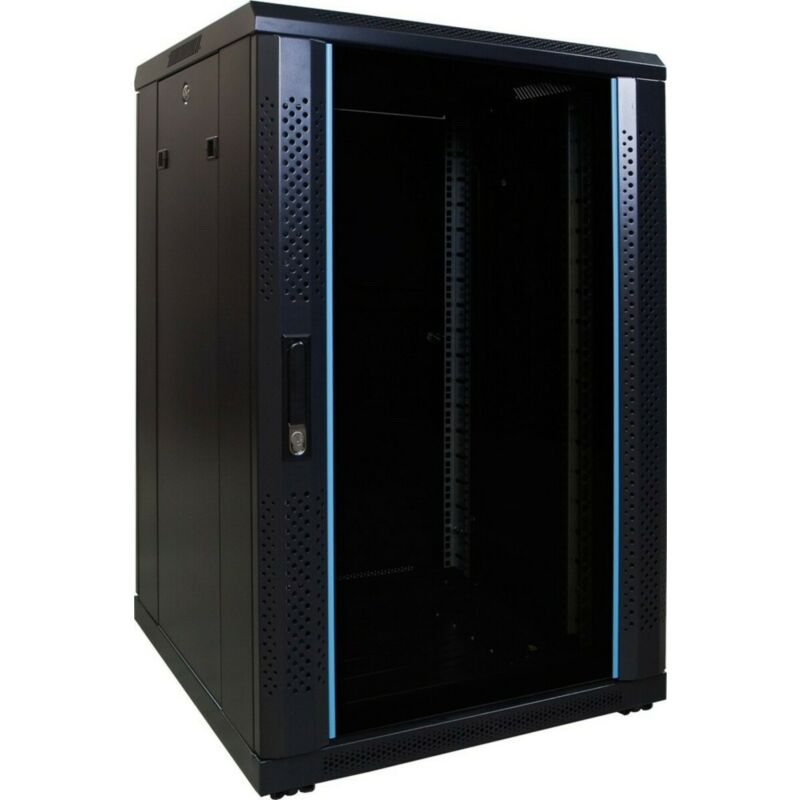 18 HE 19 Zoll Netzwerkschrank mit Glastür 600 x 600 x 1000 mm (BxTxH)