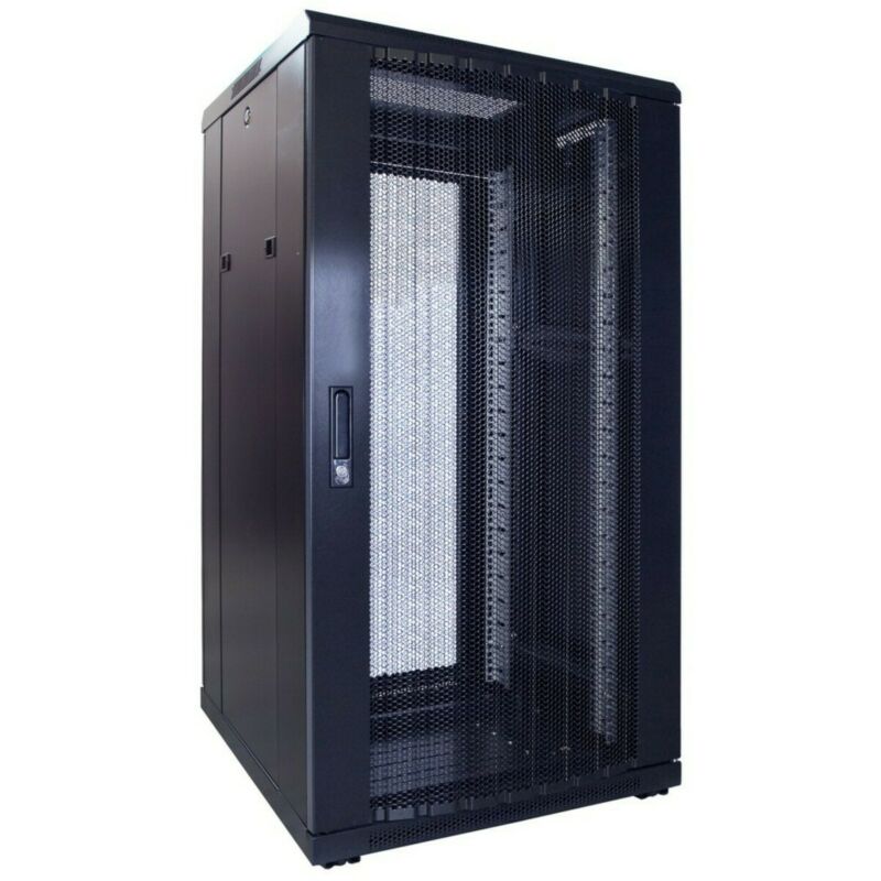 22 HE 19 Zoll Netzwerkschrank mit perforierter Tür 600 x 600 x 1200 mm (BxTxH)