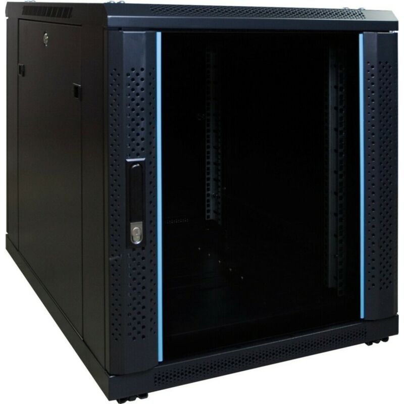12 HE kleiner Netzwerkschrank mit Glastür 600 x 600 x 720 mm (BxTxH)