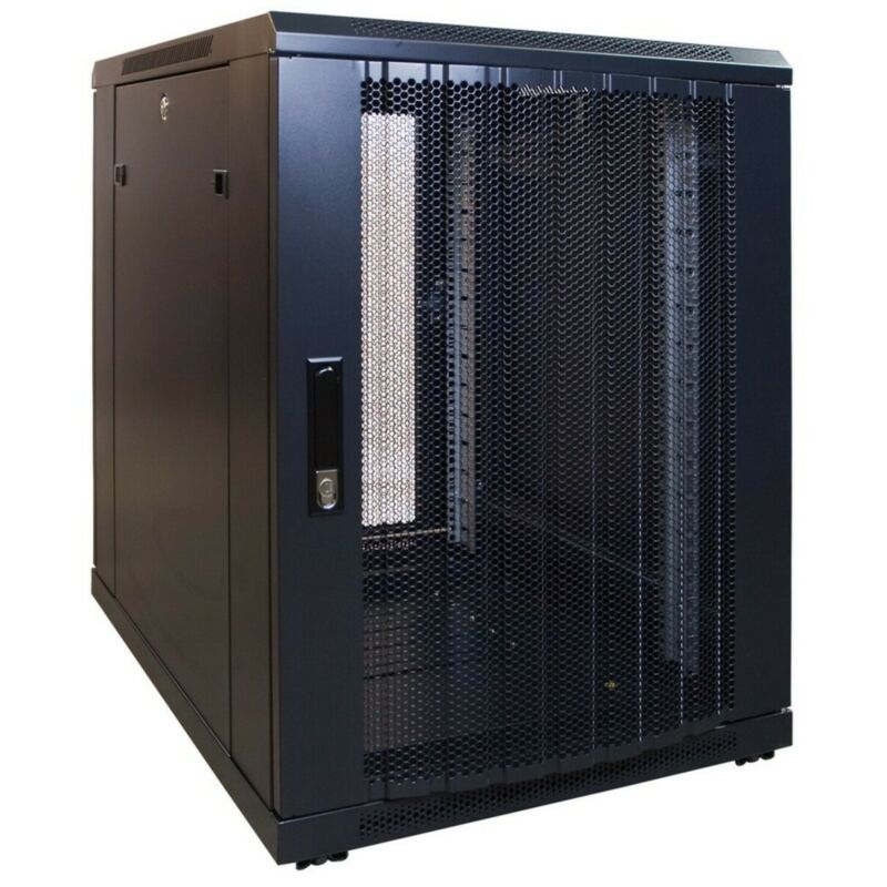 15 HE kleiner Netzwerkschrank mit perforierter Tür 600 x 600 x 860 mm (BxTxH)