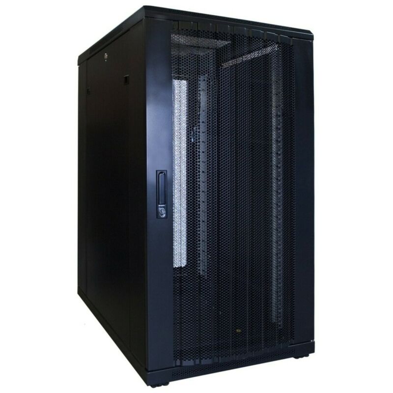 22 HE 19 Zoll Netzwerkschrank mit perforierter Tür 600 x 800 x 1200 mm (BxTxH)