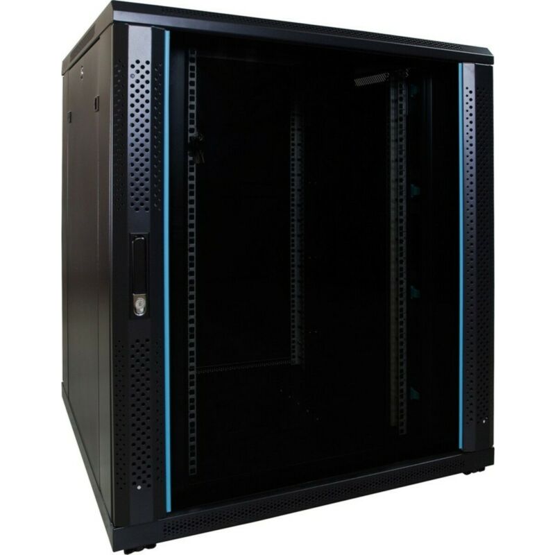 18 HE 19 Zoll Netzwerkschrank mit Glastür 800 x 800 x 1000 mm (BxTxH)