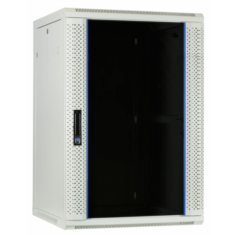 27 HE Netzwerkschrank, Wandschrank mit Glastür 600 x 600 x 1300 mm (BxTxH) weiß