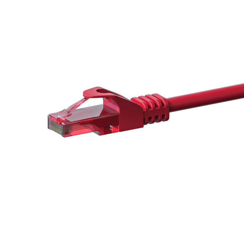 CAT6 Netzwerkkabel, U/UTP, 0,25 Meter, Rot, 100% Kupfer