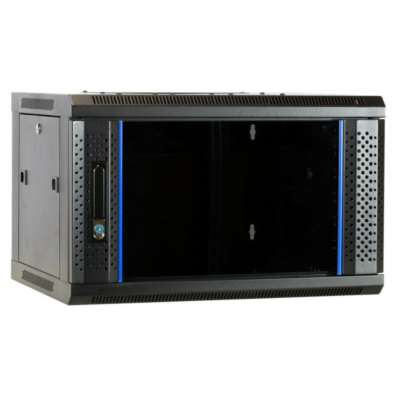 6 HE Netzwerkschrank, Wandschrank mit Glastür 600 x 450 x 367 mm (BxTxH)