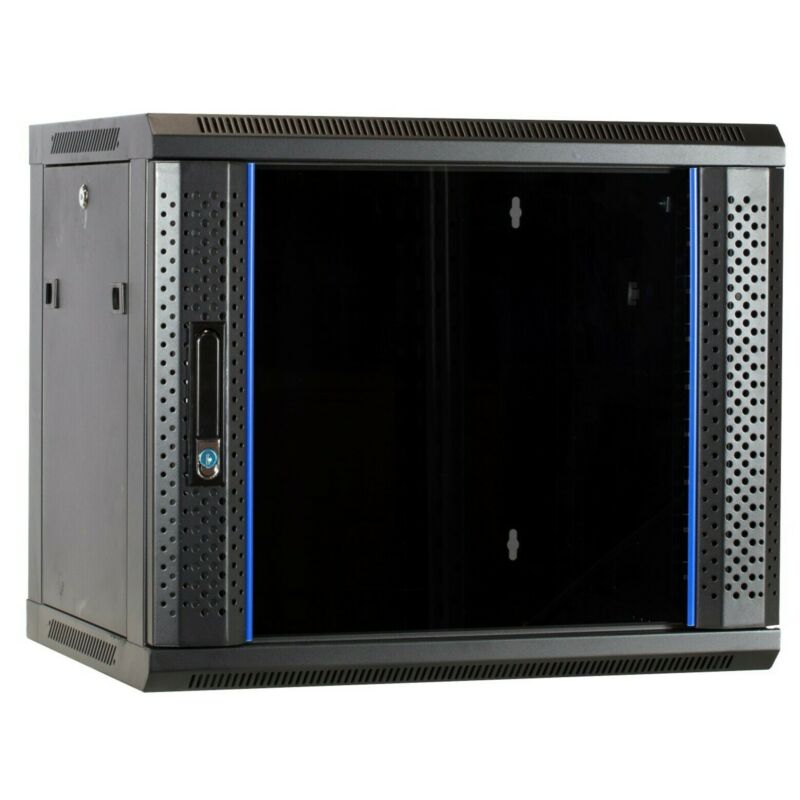 9 HE Netzwerkschrank, Wandschrank mit Glastür 600 x 450 x 500 mm (BxTxH)