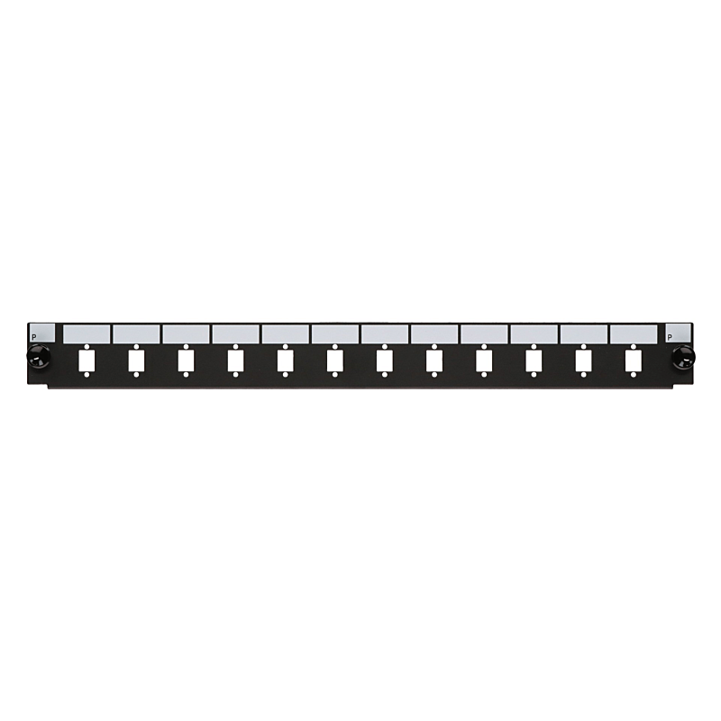 Frontplatte LC/SC 12-Port schwarz Duplex/Simplex, geeignet für universelle Glasfaserablage