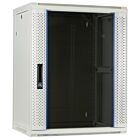 15 HE weißer Netzwerkschrank, Wandschrank mit Glastür 600 x 450 x 770 mm (BxTxH)