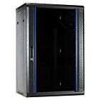 18 HE Netzwerkschrank, Wandschrank mit Glastür, unmontiert 600 x 450 x 900 mm (BxTxH)
