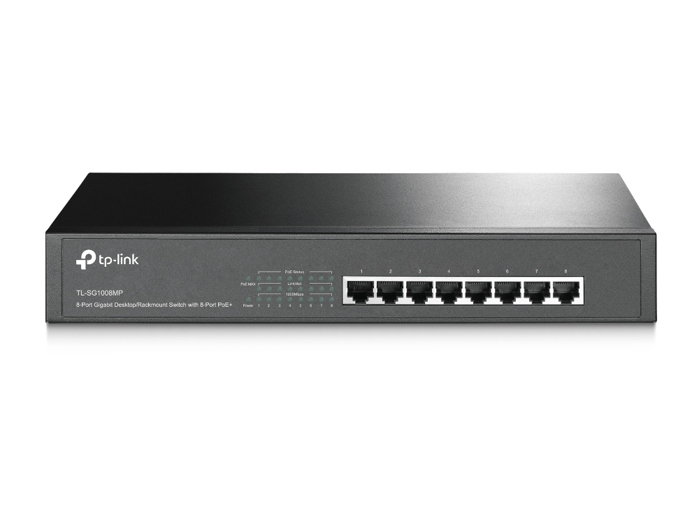 VIMIN 10-poorts Gigabit PoE-switch – 8 PoE-poorten, 2 Uplinks, AI Watchdog, VLAN, 250 M Bereik