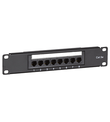 10 Zoll Patchfeld 8 Ports CAT 5e UTP