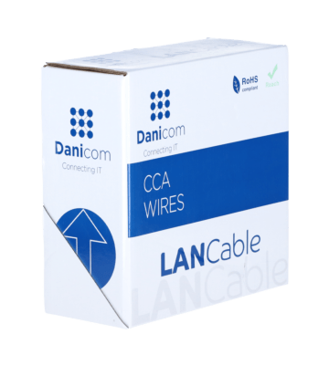CAT5e U/UTP 50m kabel auf Rolle starr grau CCA