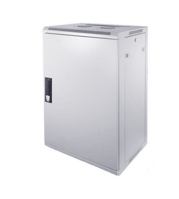 18U witte wandkast met metalen deur 600x450x900mm (BxDxH)