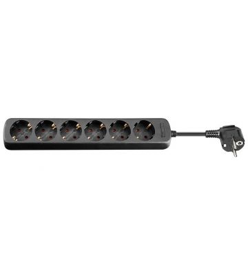 Mehrfachsteckdosenleiste - 6 fach - 3 Meter schwarz