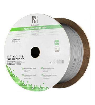 Alfaco Cat6 F/UTP-Solid-Core-Kabel auf Rolle 305 m grau LSZH – (Eca)