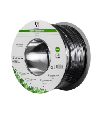 Alfaco Cat6 F/UTP-Kabel auf Rolle starrleiter 100 m grau LSZH – (Eca)