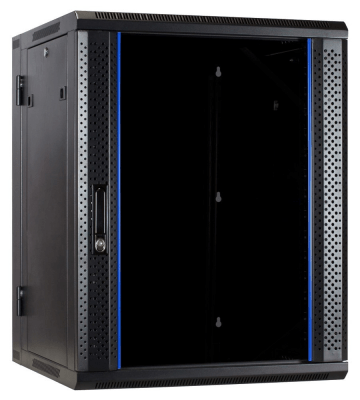 18 HE Netzwerkschrank, schwenkbarer Wandschrank mit Glastür 600 x 600 x 900 mm (BxTxH)