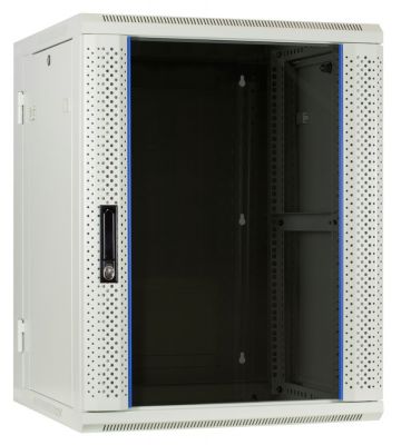 15 HE weißer Netzwerkschrank, schwenkbarer Wandschrank mit Glastür 600 x 600 x 770 mm (BxTxH)