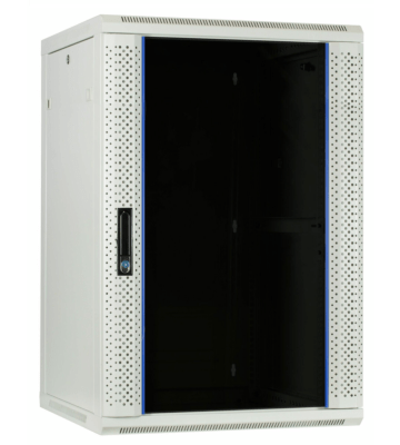 22 HE Netzwerkschrank, Wandschrank mit Glastür 600 x 600 x 1100 mm (BxTxH) weiß