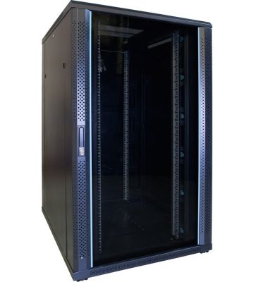 27 HE 19 Zoll Netzwerkschrank mit Glastür 800 x 1000 x 1400 mm (BxTxH) 