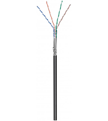 CAT6 S/FTP 50m outdoor Netzwerkkabel auf Spule gewickelt starrleiter Schwarz CCA