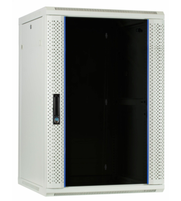 27 HE Netzwerkschrank, Wandschrank mit Glastür 600 x 600 x 1300 mm (BxTxH) weiß