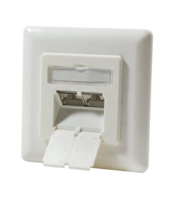 Unterputzdose Vertikal Kat. 6 / Class E 2-fach, geschirmt, 2 x RJ45, Farbe Elfenbein