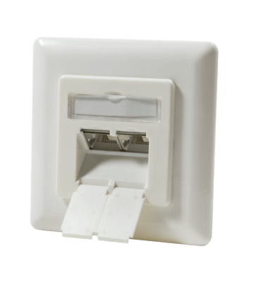Unterputzdose CAT 6a - Class E 2-fach, geschirmt, 2 x RJ45, Farbe Elfenbein