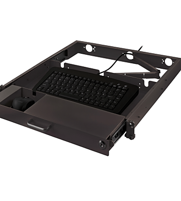 Tastatur- und Mausablage, ausziehbar und abschließbar, 1HE, 19-Zoll, schwarz