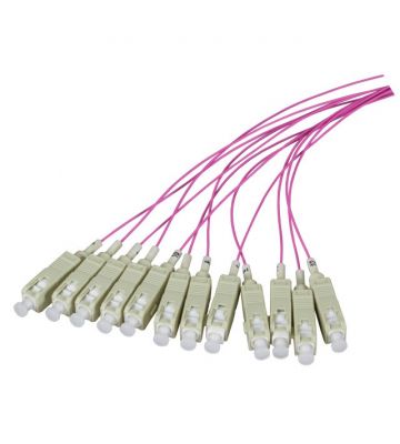 Set OM3 Glasfaser Pigtail ST - lila