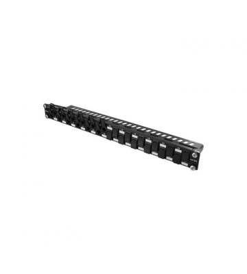 19 Zoll Netzwerk Patchfeld CAT 6a mit Keystones, UTP 24-fach