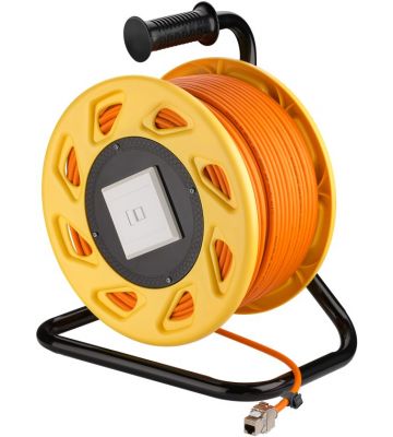 CAT 7 S/FTP Kabeltrommel mit CAT 6a Keystone Konnektor -  RJ45 - 50 Meter