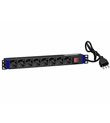 19” Steckdosenleiste mit Schalter - 8 fach- Italien