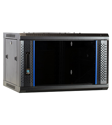 4 HE Netzwerkschrank, Wandschrank mit Glastür, unmontiert 600 x 450 x 280 mm (BxTxH)