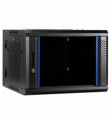 6 HE Netzwerkschrank, schwenkbarer Wandschrank mit Glastür und perforierten Seitenwänden 600x600x770mm
