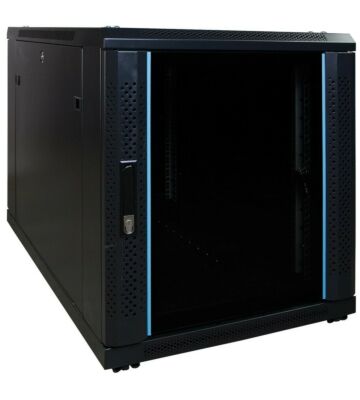 12 HE kleiner Netzwerkschrank mit Glastür 600 x 1000 x 720 mm (BxTxH) 