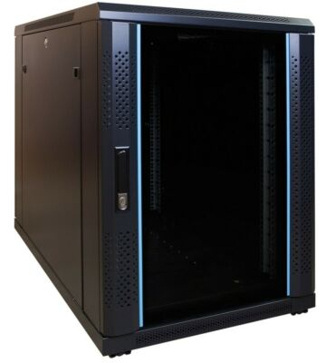 15 HE kleiner Netzwerkschrank mit Glastür 600 x 1000 x 860 mm (BxTxH)