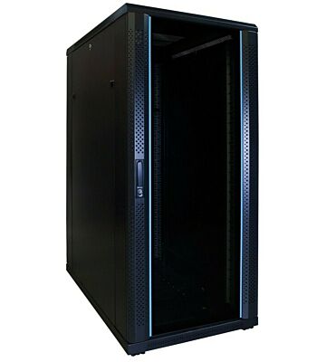 27 HE 19 Zoll Netzwerkschrank mit Glastür 600 x 1000 x 1400 mm (BxTxH) 