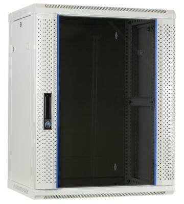 15 HE weißer Netzwerkschrank, Wandschrank mit Glastür 600 x 450 x 770 mm (BxTxH) 