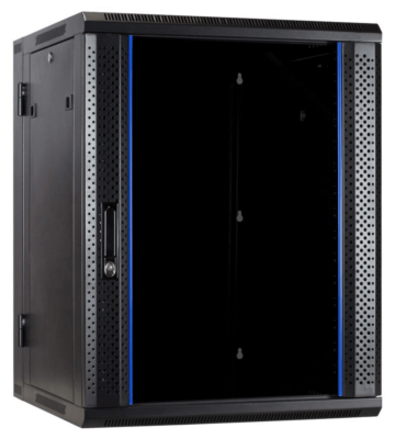 18 HE Netzwerkschrank, schwenkbarer Wandschrank mit Glastür 600 x 600 x 900 mm (BxTxH)