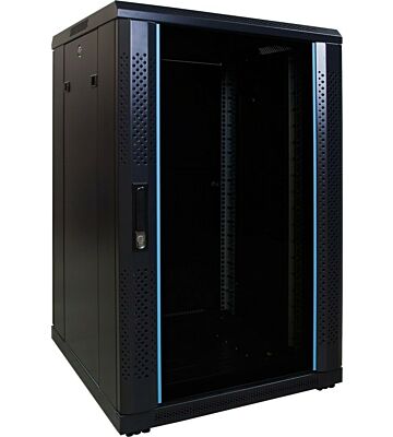 18 HE 19 Zoll Netzwerkschrank mit Glastür 600 x 600 x 1000 mm (BxTxH)