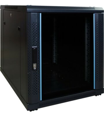 12 HE kleiner Netzwerkschrank mit Glastür 600 x 800 x 720 mm (BxTxH)