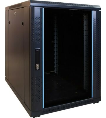 15 HE kleiner Netzwerkschrank mit Glastür 600 x 600 x 860 mm (BxTxH) 