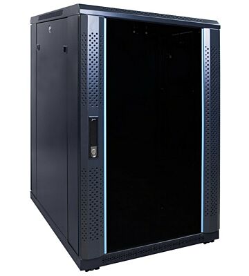 18 HE 19 Zoll Netzwerkschrank mit Glastür 600 x 800 x 1000 mm (BxTxH)